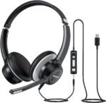USB Headset with Microphone, 3.5mm Wired Computer Headsets with Noise Cancelling Microphone, Stereo Headphones with MIC for PC, in Line Controls, Work Headset for Skype Zoom Tablet Laptop - Image 2