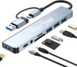 USB Hub 3.0 USB C Hub with SD Card Reader Audio Jack 8 in 1 USB Extender Splitter Multiport Dongle Adapter for MacBook Pro Air and More PC/Laptop/Tablet Devices - Image 2