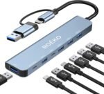 USB Hub 3.0,USB c hub,USB hub with Multiport Adapter, USB Splitter with 1xUSB 3.0,4xUSB2.0,2 x USB C,Hub for MacBook Pro/PC/Laptop/Tablet Devices (Grey 7in1) - Image 2