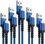 USB Type C Cable 5Pack (3/3/6/6/10FT) Nylon Braided USB C Cable Fast Charger Charging Cord Compatible Samsung Galaxy S9 S8 Note 9 Note 8 Plus,LG V30 G6 G5 V20,Google Pixel, Moto Z2 (Navy&Blue) - Image 2
