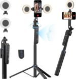 USKEYVISION Auto Face Tracking Tripod 360 Rotation,Phone Tripod for iPhone w/Fill Light,Selfie Stick for iPhone w/Remote Control,70” Phone Holder Video Recording for Content Creators TikTok(UTK-02) - Image 2
