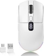 Uciefy Bluetooth Wireless Mouse, Tri-Mode (2.4G+BT5.0+BT5.1) LED Bluetooth Mouse, USB C Rechargeable with LED Screen Display, 2400 DPI Computer mice for Laptop/PC/Mac/iPad-White - Image 2