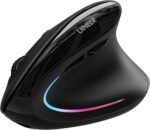 Uineer Ergonomic Mouse, Wireless Bluetooth Rechargeable Vertical Mouse, 7 Color LED, 4 DPI Adjustable, USB-A, Wrist Strain Relief,Optical Mice for Computer/PC/Laptop, Black - Image 2