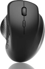 Uiosmuph G09 Bluetooth Wireless Mouse, BT5.1 & 2.4Ghz Rechargeable Computer Mouse with USB Receiver and Type C Adapter, Ergonomic Bluetooth Mice for Laptop, iPad, Mac - Black - Image 2