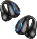 Ultra Open Ear Headphones Bluetooth 5.3 Wireless Clip On Earbuds with Digital Display Charging Case 60 Hours Playtime Sport Earphones Built-in Mic IPX7 Waterproof for Running Fitness Black - Image 2