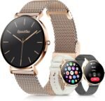 Ultra-thin Stainless Steel Smartwatch for Women Men, 1.32'' Amoled Full-touch Bluetooth Smart Watch, 24/7 Heart Rate & Sleep Monitor Digital Watch,IP68 Waterproof Fitness Tracker,100+ Sports(Rosegold) - Image 2