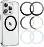Universal Metal Rings Compatible with Magsafe Sticker,Magnetic Ring for Phone Cases & Wireless Charging, 6 Pack (2 Black,2 White & 2 Silver) - Image 2