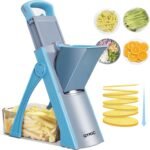 Upgrade Safe Mandoline Slicer for Kitchen, Vegetable Chopper and Slicer, Potato Slicer Thickness Adjuster, French Fry Cutter, Veggie Onion Dicer Faster Kitchen Mandolin for Meal Prep (Blue) - Image 2