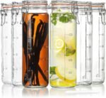 [Upgraded] 20 oz Glass Jars with Airtight Lids for Vanilla Extract, 6 Pack Glass Juice Bottles with 2 Measurement Marks, Glass Food Storage Canister Set For Beans, Spice, Tea, Drink, Milk. 600ML - Image 2