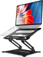 Urmust Laptop Notebook Stand Holder Adjustable Laptop Stand Portable Computer Riser Compatible with MacBook Air Pro HP Dell XPS Lenovo All Laptops 10-15.6"(Black) - Image 2