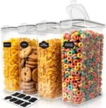 Utopia Kitchen Cereal Containers Storage Set – 4 Pack 4L(135.2 oz) Airtight Food Storage Containers with Lids, BPA-Free Cereal Dispensers for Pantry Organization and Storage (Clear) - Image 2