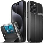 VENA vCommute for iPhone 15 Pro Max Wallet Case, [Military Grade Drop Protection] Flip Leather Cover Card Slot Holder with Kickstand - Black - Image 2