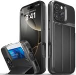 VENA vCommute for iPhone 16 Pro Max Wallet Case, [Military Grade Drop Protection] Flip Leather Cover Slot Card Holder with Kickstand - Black - Image 2