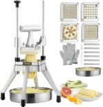 VEVOR Commercial Vegetable Fruit Chopper, Stainless Steel French Fry Cutter w/ 4 Blades 1/4" 3/8" 1/2", Vegetable Chopper Dicer w/Stainless Bowl, Heavy Duty Cutter for Potato Tomato Onion Mushroom - Image 2