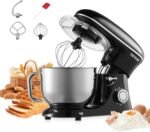 VEVOR Stand Mixer, 6 QT Dough Mixer, 660W 6 + P Speeds Tilt-head Food Mixer with Stainless Steel Bowl, Dough Hook, Wire Whip, Flat Beater, Scraper,Household Stand Mixer for Baking & Mixing, Black - Image 2