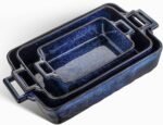 VICRAYS Ceramic Bakeware Set, Porcelain Rectangular Lasagna Pans Casserole Dish Set for Baking, Cooking, Kitchen, Cake Dinner, Banquet and Daily Use, 3 PCS, 15 x 8.5 Inches(Blue) - Image 2