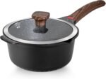 VINCHEF Nonstick Stockpot With Lid 4 Quart, Large Saucepan with Stay Cool Handle, Deep Kitchen Cooking Pot Induction Stock Pots, Dishwasher Safe, Compatible for All Stove Top, PFAS/PFOA Free Black - Image 2
