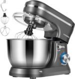 VIVOHOME 4.75 Quart Stand Mixer, 8 Speed Kitchen Electric Food Mixer, Household Stand Mixer for Baking, Cake, Bread with Beater, Dough Hook, Wire Whip and Egg Separator, Gray - Image 2