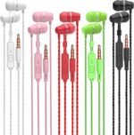 VPB 5 Packs Wired Earbuds with Microphone, in Ear Earphones for School, Deep Bass Clear Sound, Noise Isolating, Fits 3.5mm Jack iPhone iPad Samsung Google Devices (White Pink Red Green Black) - Image 2