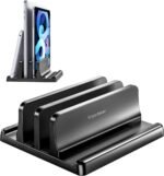 Vaydeer Vertical Laptop Stand for Desk,Dual Slots Plastic Laptop Holder with Space Saving 4-in-1 Design,Adjustable Laptop Organizer Storage Supports for MacBook,Mac,HP,Dell,Microsoft Surface,Lenovo - Image 2
