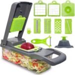 Vegetable Chopper: 16 in 1 Food Chopper - Onion Vegetable Slicer Cutter Dicer, Veggie Cutter with Container, 7 Blades, Kitchen Gadgets for Carrot Salad Garlic Potato Slicer (Grey) - Image 2