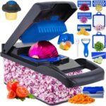 Vegetable Chopper, 16 in 1 Professional Mandoline Slicer for Kitchen, Multifunctional Food Chopper Cutter for Onion, Potato, Tomato, Veggie with 8 blades and With Container - Image 2