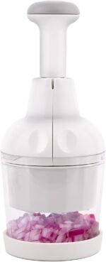Vegetable Chopper, Food Chopper Manual Hand, Onion, Salad, Garlic, Nut & Veggie Cutter, Dishwasher Safe, White - Image 2