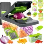 Vegetable Chopper Veggie Chopper,Mandoline Slicer,Multifunctional 12 in 1 Food Choppers, Kitchen Vegetable Slicer Dicer Cutter,Onion Mincer,Cheese Grater,Colander Basket,Kitchen Gadgets - Image 2