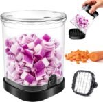 Veggie Chopper,Mini Vegetable Cutter Fruit Slicer Cup-Food Dicer with Container for Onion, Strawberry Slicer-Efficient Vegetable Chopper(Black) - Image 2