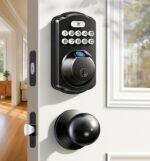 Veise Fingerprint Door Lock with 2 Knobs - Keyless Entry Door Lock with Handle, Electronic Keypad Deadbolt, Smart Front Handle Set, Auto-Locking, Waterproof, Easy Installation, Matte Black - Image 2