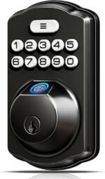 Veise KS02A Fingerprint Keyless Entry Door Lock, Auto Lock, Electronic Keypad Deadbolt for Front Door, Biometric, Anti-Peeping Password, Easy Install, Matte Black - Image 2