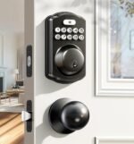 Veise Keyless Entry Door Lock with 2 Knobs, Electronic Backlit Keypad Deadbolt with Handle Set, Auto Lock, One-time Codes, Smart Deadbolt for Front Door, Easy Installation, Matte Black - Image 2