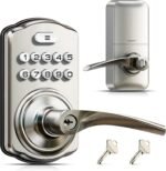 Veise Keypad Door Lock with Handle, Keyless Entry for Front Door & Bedroom, Electronic Lock with Code, Auto-Locking, Easy Installation, Passage Mode, Satin Nickel - Image 2