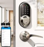 Veise RZ06B Smart Lock for Front Door, 2 Lever Handle Set, Keyless Entry Deadbolt, App Control, Electronic Digital Touchscreen Keypad, Auto Lock, IP54 Waterproof, Easy Installation, Satin Nickel - Image 2