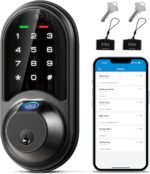 Veise RZ07 Fingerprint Smart Lock, 7-in-1 Smart Locks for Front Door, Keyless Entry Door Lock with App Control, Biometric Electronic Touchscreen Keypad Deadbolt, Matte Black - Image 2