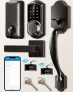 Veise VE06-H Smart Front Door Lock Set, App Control, Keyless Entry Deadbolt with Lever Handle, Electronic Digital Touchscreen Keypad, Auto Lock, Easy Install, Matte Black - Image 2