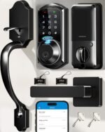 Veise VE07-H Fingerprint Smart Locks for Front Door with Handle Set, App Control, Keyless Entry Keypad Deadbolt, Digital Electronic Touchscreen, Easy Install, Auto Lock, Matte Black - Image 2