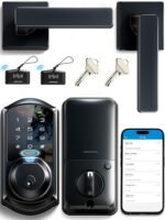 Veise VE07-L Fingerprint App Control Smart Locks with Heavy-Duty Zinc Alloy Handles, Keyless Entry for Front Door, Digital Electronic Touchscreen, Auto Lock, Waterproof, Easy Install, Matte Black - Image 2