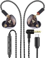Vibes 201MC Wired Earbuds in Ear Headphones with Mic, USB C to 3.5mm Adapter & Braided Cord, Noise Isolating Bass Driven Earphones, Carry Case, Ear Buds Tips, 3.5mm Jack (Clear Brown) - Image 2