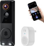 Video Doorbell Camera, 1080p, 2-Way Audio, Night Vision, AI Human Detection, Cloud Storage, Battery Powered, 2.4G Wi-Fi, Doorbell Receiver - Image 2