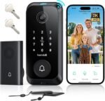 Video Smart Lock with Camera: 4-in-1 Ring+2K Camera+Doorbell+Fingerprint Hornbill Keyless Entry Door Lock, Built-in WiFi Deadbolt(only 2.4G), Two-Way Audio/App Remote Control/PIR, No Monthly Fee - Image 2