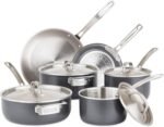 Viking 5-Ply Pots and Pans Set, 10 Piece Hard Anodized Cookware, Stainless Steel Lids, Silver - Image 2