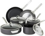 Viking Pots and Pans Set Non Stick, 10 Piece Hard Anodized Kitchen Cookware with Glass Lids, Black - Image 2