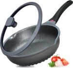 Vinchef New Handle Update 11In/5Qt Aluminum Nonstick Deep Frying Pan with Lid and Heat Indicator, Anti Scratch and Anti Stain Deep Saute Pan, Induction Compatible - Image 2