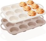 Vinino 2Pack Silicone Muffin Pans for Baking with Metal Reinforced Frame, 12 Cups Regular Size Nonstick Silicone Cupcake Pan, BPA Free Oven Dishwasher Safe Baking Mold for Muffins Cupcakes - Image 2