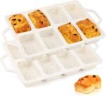 Vinino Silicone Mini Loaf Pans with Metal Reinforced Frame-2 Pack, Non-stick Silicone Bread Pan for Baking 8-Cavity, Tiny Banana Bread Set, Dishwasher Safe Brownie Pan-Cream - Image 2