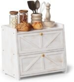 Vintage Double Layer Bread Box for Kitchen Counter Bamboo Bread Storage Container Large Capacity Bread Storage Bin (Antique White) - Image 2