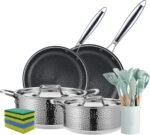 Vivicreate 20 Piece Stainless Steel Kitchen Cooking Pot Pots and Pan Pans Cookware Set Pots and Pans Hammered Design Induction Compatible Ollas de Acero Inoxidable - Image 2