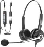 Voistek USB Headset with Microphone, Computer Headphones Work Headset with Noise Canceling Mic & in-line Control Compatible with PC, Laptop for Home Office, Teams Meetings, Call Center, Zoom - Image 2