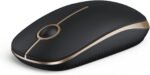 VssoPlor Wireless Mouse, 2.4G Slim Portable Computer Laptop Mouse with Nano Receiver Quiet Silent Optical Mice for Notebook, PC, Laptop, Computer-Black and Gold - Image 2
